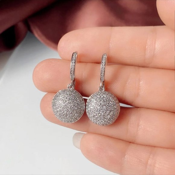 NEW S925 STERLING SILVER DIAMOND DROP EARRINGS - Picture 4 of 7